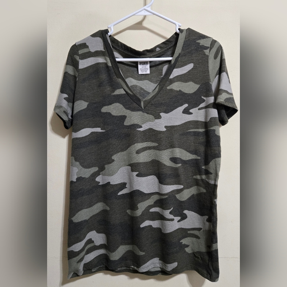 Women's PINK Camo V Neck Tee